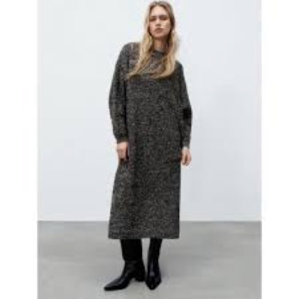 Zara Blue Gray Maxi Midi Sweater Dress 5% Alpaca